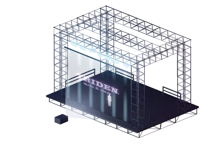 WonderWall ステージ設置のしくみ(3Dアイソメ)
